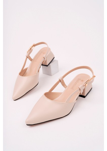 BA04490 Ten Deri Kadın Tokalı Kısa Klasik 3 cm Topuklu Ayakkabı - 36 modelleri