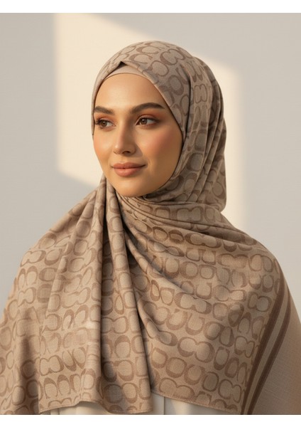 C Desen Bej Kahverengi Çift Taraflı Jakar Şal fiyatları