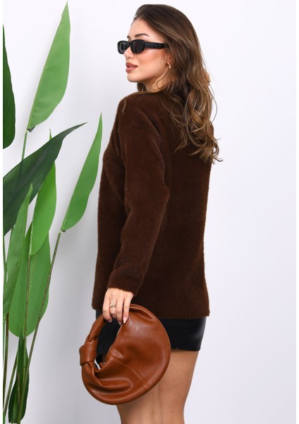 Kahverengi Bisiklet Yaka Angora Yumoş Triko Kazak fırsatları