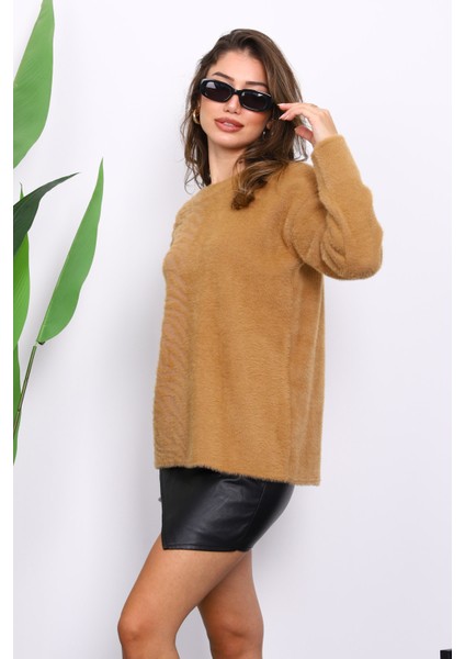 Bisküvi Bisiklet Yaka Angora Yumoş Triko Kazak