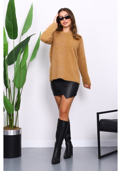 Bisküvi Bisiklet Yaka Angora Yumoş Triko Kazak fiyatları