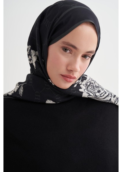 Floriva Monogram Floş Şal Siyah fırsatları