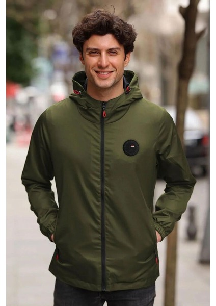 İçi Astarlı Su ve Rüzgar Geçirmez Erkek Cepli Yağmurluk