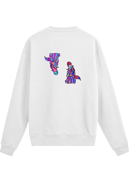 Sırt Baskılı Renkli Hayvan Desenli Sweatshirt