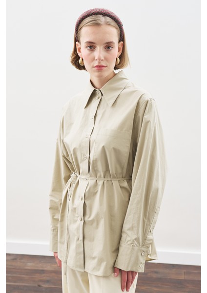 Üçgen Fularlı Oversıze Gömlek Taş fiyatları