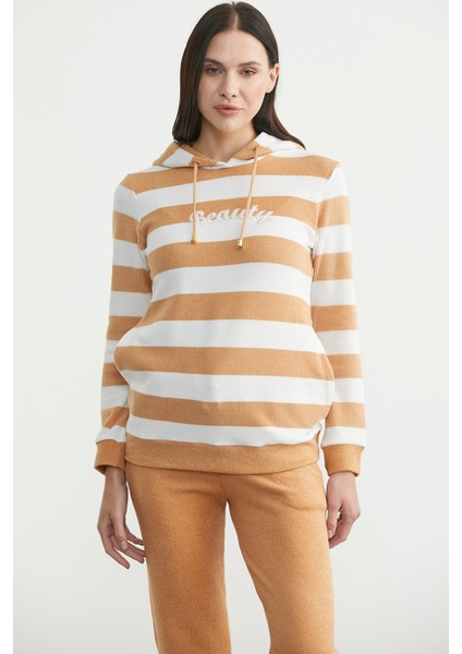 Yumoş Fitilli Kombinli Pijama Takım - Hardal modelleri