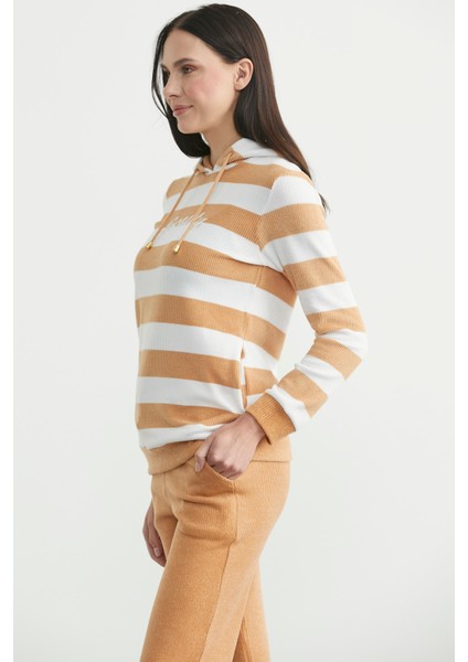 Yumoş Fitilli Kombinli Pijama Takım - Hardal indirimleri