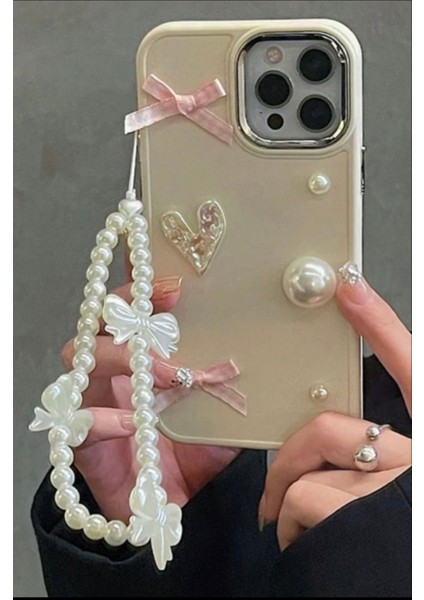 Fiyonklu Incili Telefon Charmı Coquette Çanta Süsü