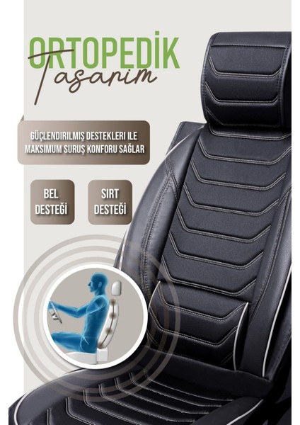 Peugeot 807 3 Tekli Oto Koltuk Kılıfı Ön Arka Set Siyah Beyaz Scr fırsatları