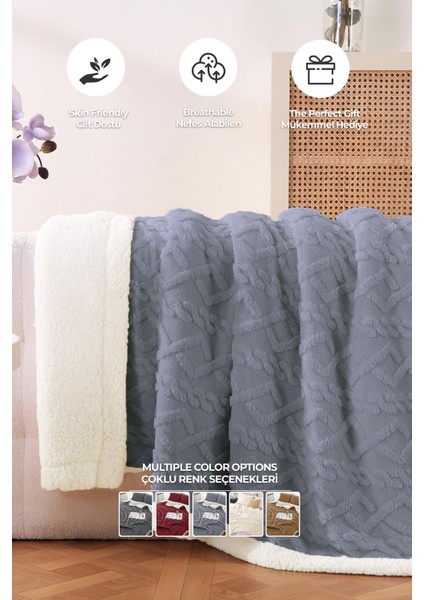 Pufly Jakar Sherpa Battaniye Seti Çift Kişilik 3 Parça Yumuşak Peluş Wellsoft Yatak Örtüsü modelleri