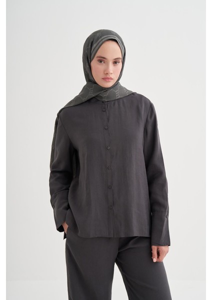 Grace Monogram Floş Şal Koyu Gri modelleri