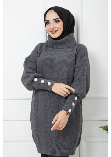 Kadın Kahverengi Boğazlı Triko Kazak -62 modelleri