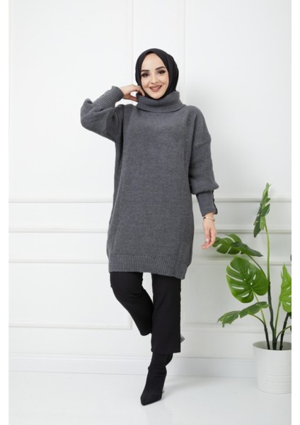 Kadın Kahverengi Boğazlı Triko Kazak -62 indirimleri