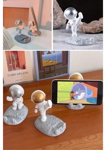Mini Astronot Model Telefon ve Tablet Tutucu Standı