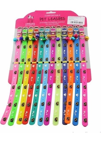 Çıngıraklı Zilli Sevimli Renkli Slikon Kedi Köpek Boyun Tasması