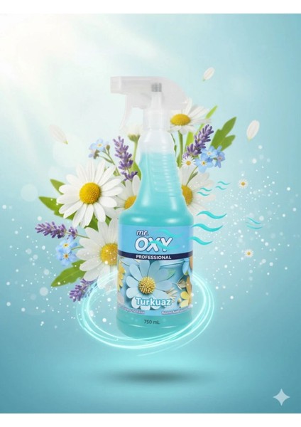 Mr. Oxy Turkuaz 750 ml Oda Araç ve Çamaşır Kokusu – Bahar Çiçekleri Okyanus Ferahlığı Sprey