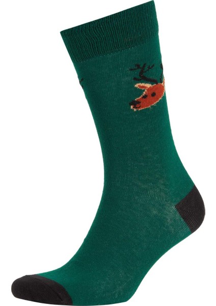 Erkek Yılbaşı Temalı 2'li Pamuklu Uzun Çorap A6086AXNS modelleri