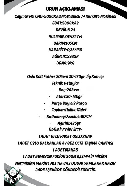 Salt Father 203CM 30-130GR Okuma Ceymar Hd CHD-C5000XA2 Jig Olta Seti fiyatları