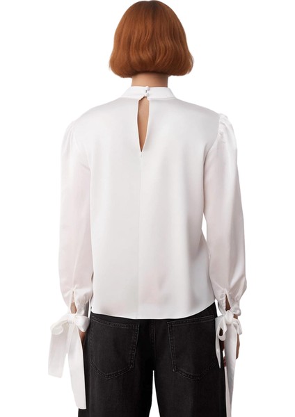 Kadın Saten Bluz Dik Yaka ve Bağlama Detaylı Tasarım Kaliteli Şık Rahat Modern Zarif Günlük modelleri