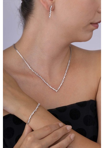 Pırlanta Montür Rodyum Kaplama 4 Tırnaklı Su Yolu Gümüş Düğün Seti modelleri