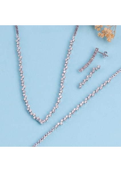 Pırlanta Montür Rodyum Kaplama 4 Tırnaklı Su Yolu Gümüş Düğün Seti fırsatları