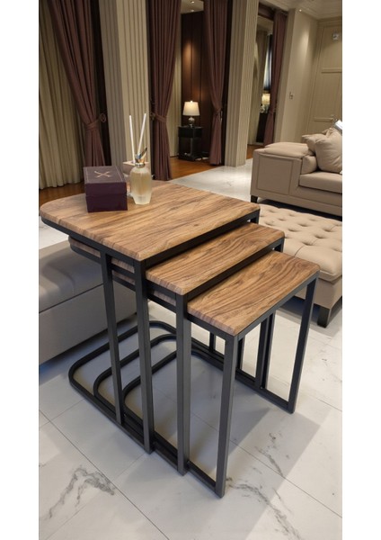 Viva Serisi 3'lü Zigon C Sehpa – 1. Sınıf Membran Mdf, Dayanıklı Metal Ayak fiyatları