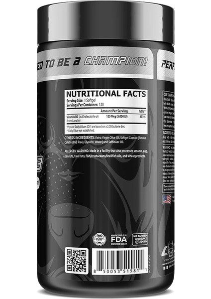 Vitamin D3 5000 Iu 120 Softgels - By Kai Greene modelleri