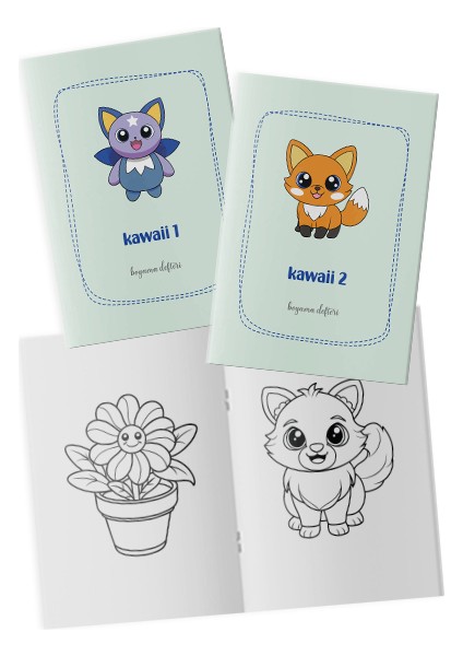 Sevimli Kawaii Boyama Kitabı 2'li Set