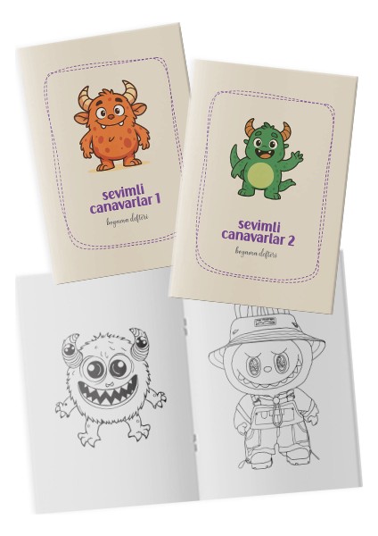 Sevimli Canavarlar Boyama Kitabı 2'li Set