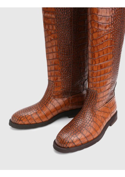 Mavros Hakiki Kroko Deri Taba Kadın Çizme fiyatları