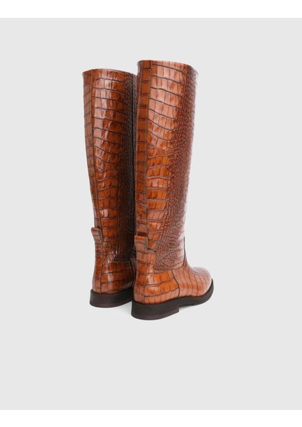 Mavros Hakiki Kroko Deri Taba Kadın Çizme fırsatları