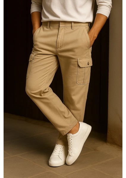 Erkek Trend Bol Paça Yüksek Bel Taş Kargo Pantolon fırsatları