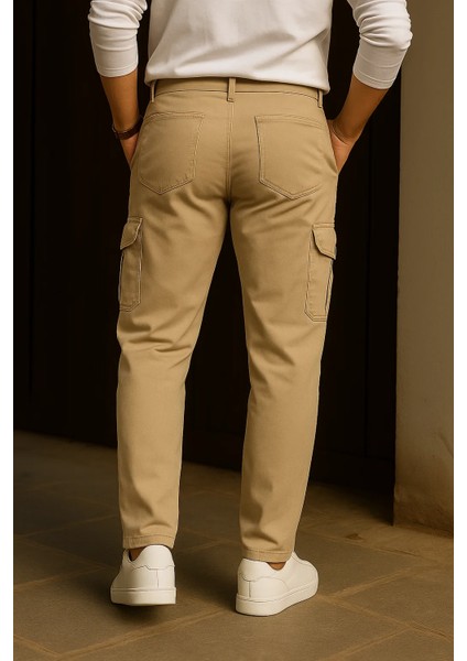 Erkek Trend Bol Paça Yüksek Bel Taş Kargo Pantolon