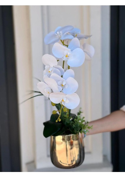 Yapay Islak Orkideli Gold Metal Vazo No:1 fiyatları