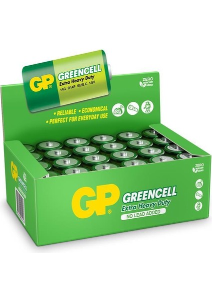 Greencel R14 Orta Boy Çinko Pil 24'lü Paket GP14G-2S2