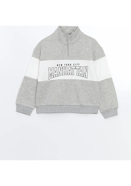 Lcw Kids Gri Dik Yaka Kız Çocuk Sweatshirt