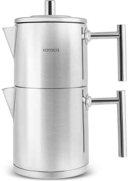 Vanilla Indüksiyon Tabanlı 15 Parça Çaydanlık ve Cezveli Çelik Tencere Seti