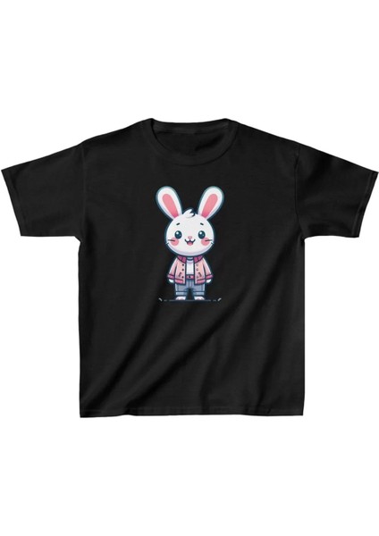 Unisex Çocuk Baskılı T-Shirt - Siyah