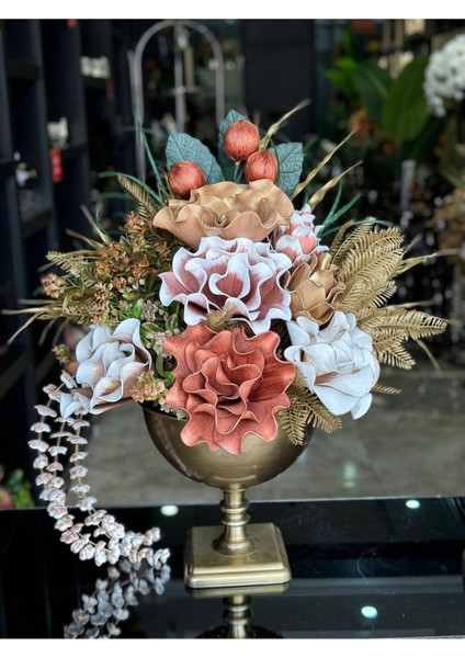 Yapay Çiçekli Antik Kare Ayaklı Vazo No:13