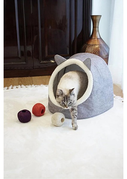 Kedi Köpek Evi Yumuşak Pofuduk Tabanlı Dekoratif Kompakt Tasarım 34X40X35 cm modelleri