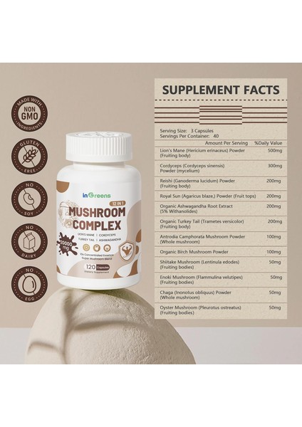 Mushroom Complex 12 In 1 20.000 Mg 120 Kapsül fiyatları