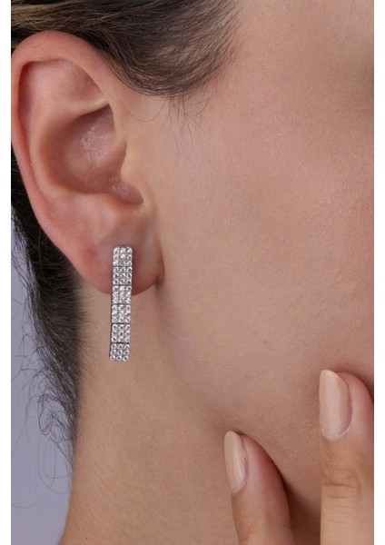 Beyaz Altın Kaplama Pırlanta Model Su Yolu Süzme 925 Ayar Gümüş Küpe modelleri