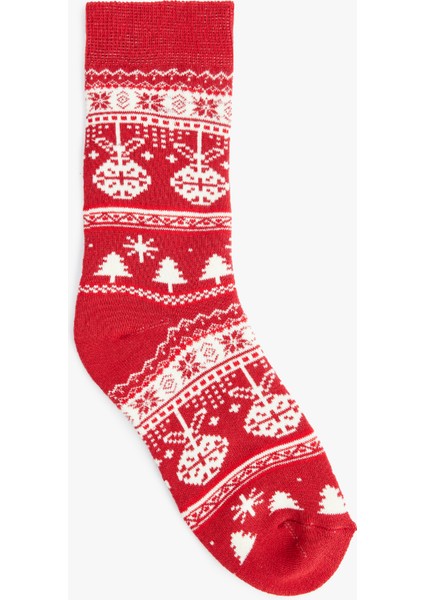 Pamuklu Yılbaşı Temalı Soket Havlu Çorap