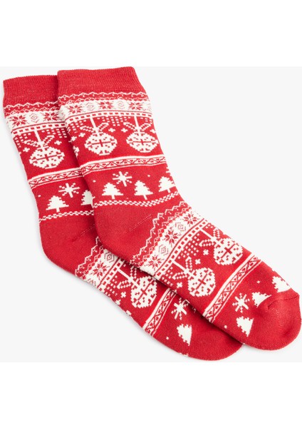 Pamuklu Yılbaşı Temalı Soket Havlu Çorap fiyatları
