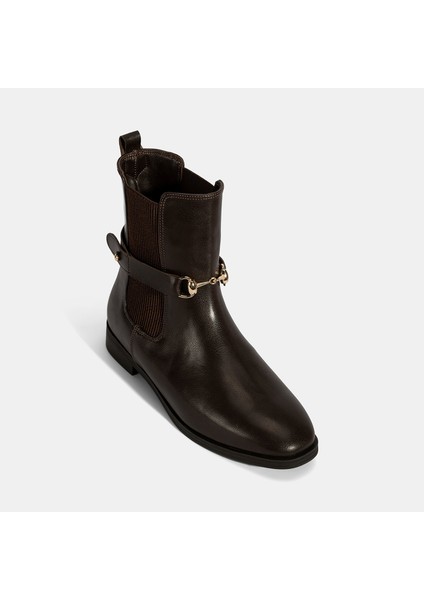 Kadın Kahve Metal Toka Aksesuarlı Bot indirimleri