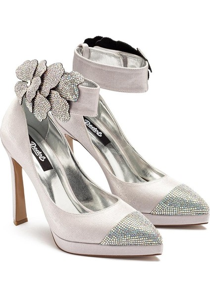 Kadın Özel Taşlı Bilekten Bağlamalı Yüksek Topuklu Platform Ayakkabı 6015