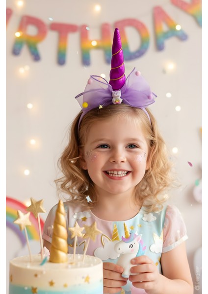 Unicorn Parti Tacı Kutlama Tacı Doğumgünü Tacı Kız Çocuk Taç