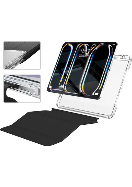 ​​apple iPad Pro 13 2024 Kılıf Magnetik Ayrılabilen Airbagli Uyumlu Mrsa Sliding Tablet Kılıfı-Siyah fiyatları