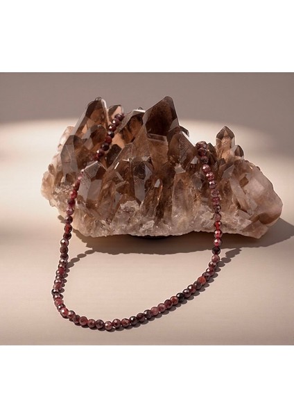 Lal Garnet Taşı 3 mm Doğal Taş Kolye - Paslanmaz Çelik Aparatlı