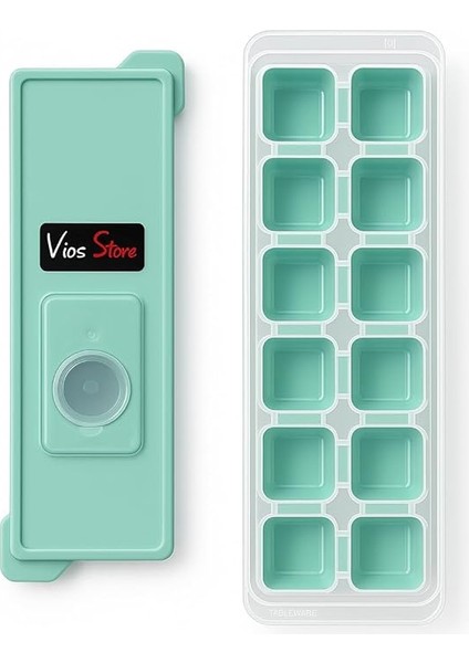 Store 2’li Silikon Buz Kalıbı – Sızdırmaz Kapaklı, Kolay Buz Çıkarma, 12 Gözlü, Esnek ve Yıkanabilir, Farklı Renk Seçenekli (Yeşil) modelleri
